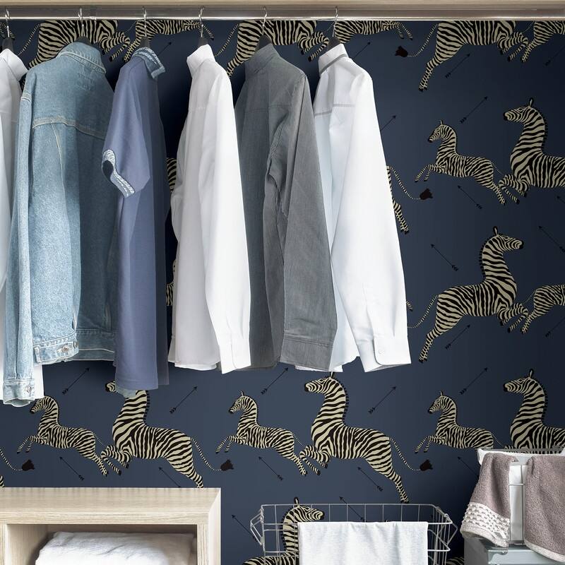 Scalamandre Denim Zebra Safari Self Adhesive Peel & Stick Wallpaper