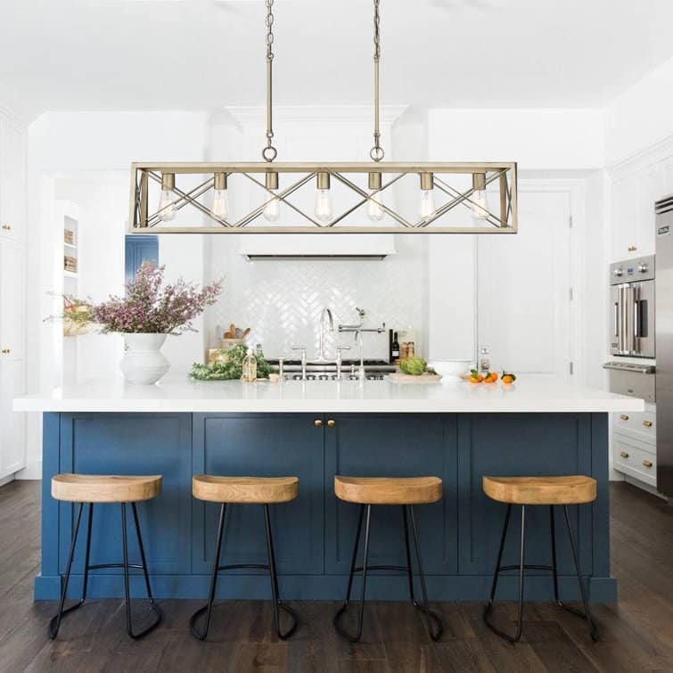 Kiro 7-light Farmhouse 48In Linear Chandelier Rectangle Dining Lights with UL - 48'' W x 7.78'' D x 11'' H