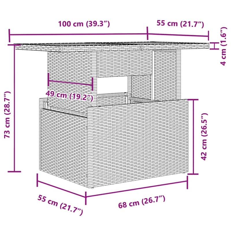 vidaXL 2 Piece Patio Sofa Set with Cushions Outdoor Poly Rattan and Acacia - 111.0 x 89.8 x 29.1