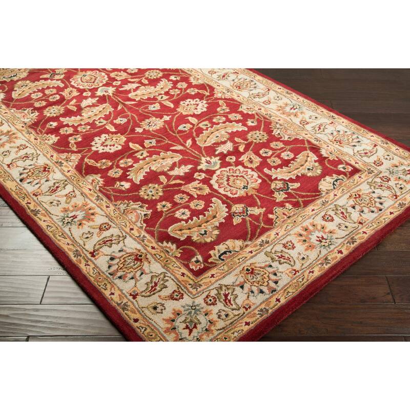 Hand-tufted Kaiser Red Wool Area Rug - 9'9" Round