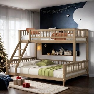 Twin XL over Queen Bunk Bed with Ladder and Guardrails - Bed Bath ...