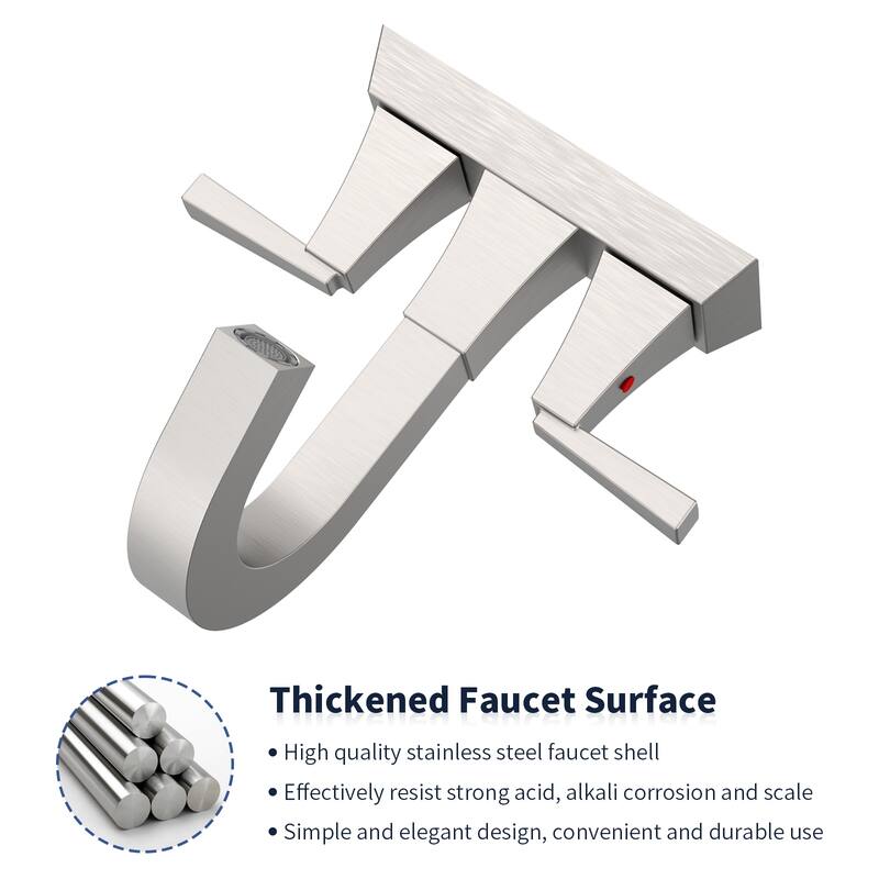 Bathroom Sink Faucet 2-Handle 4 Inch Center-Set Bathroom Sink Faucet,with Overflow Hole and 2 Supply Lines Included