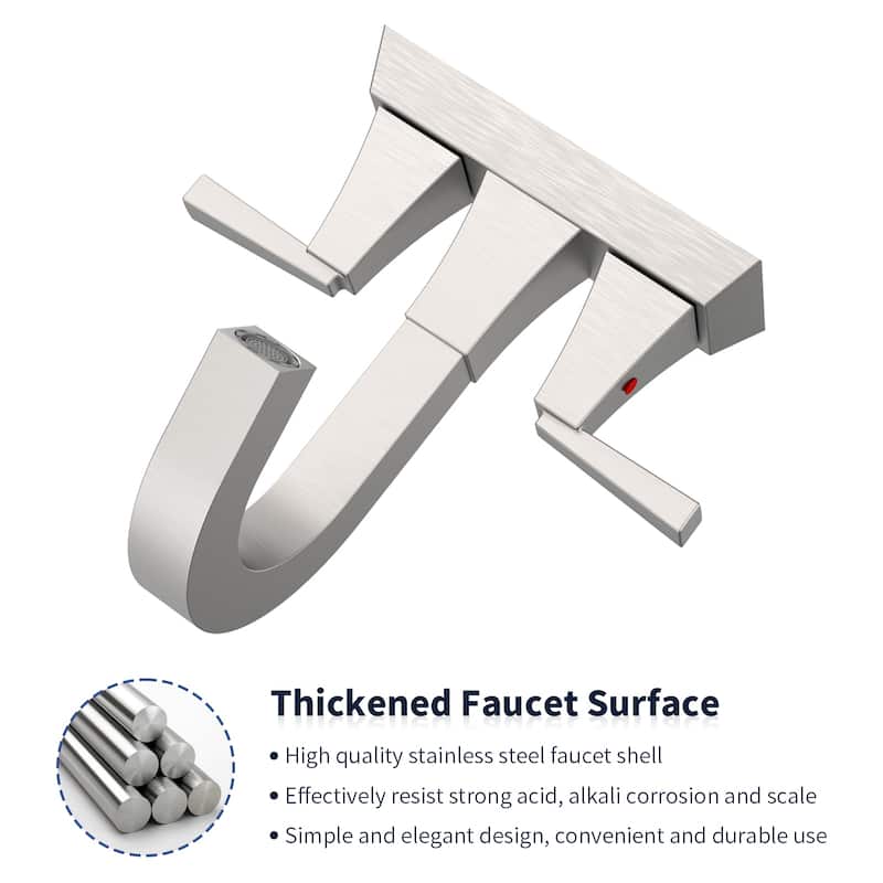 Modern 2 Handle Bathroom Vanity Sink Faucet with Overflow Hole and 2 Supply Lines, Anti Scratch, Anti Corrosion, Anti Rust