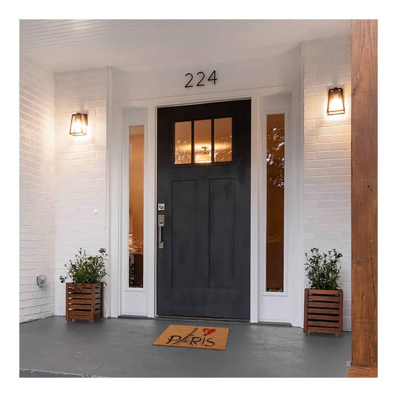 Sheltered Coconut Door Mat Printed Paris Eiffel 24x16 Natural