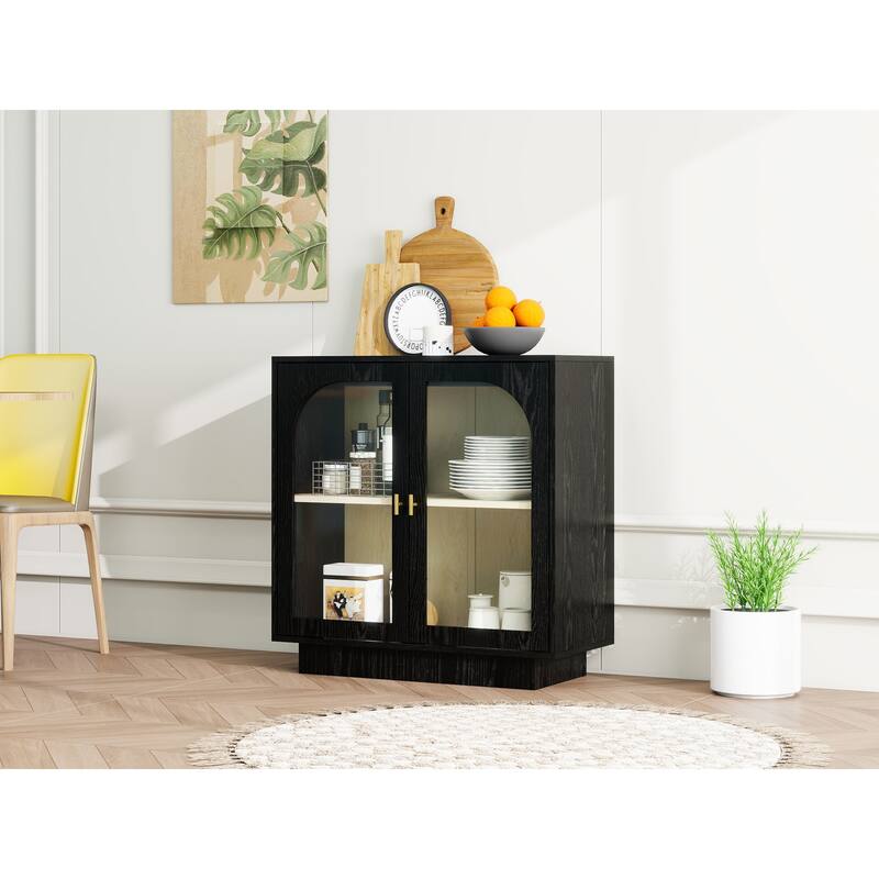 GDFStudio - Modern Acrylic Door Storage Cabinet with Adjustable Shelf