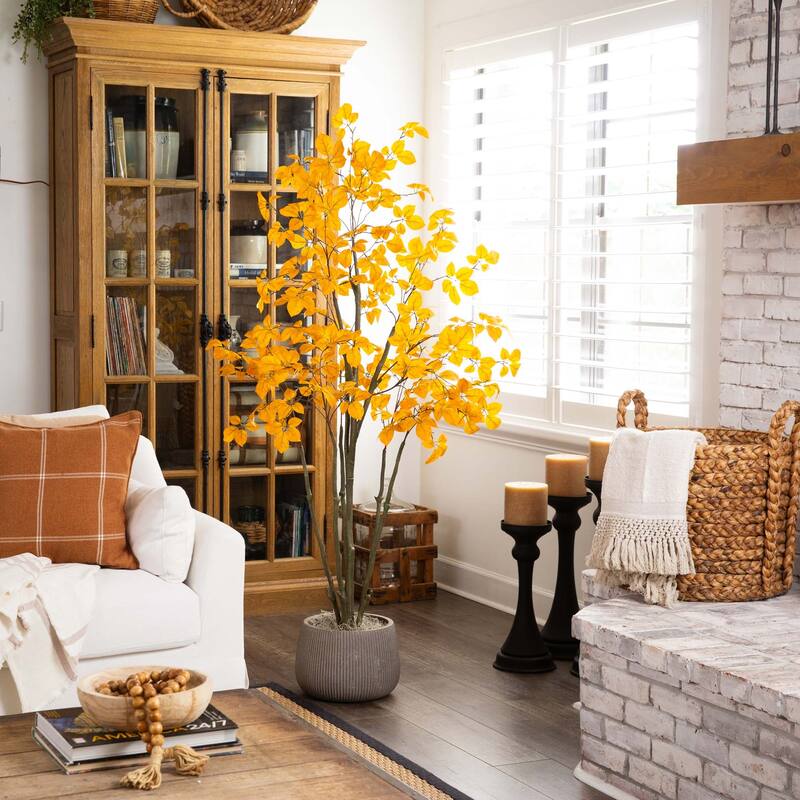 Oyama Magnolia Artificial Potted Tree - 6' - Orange
