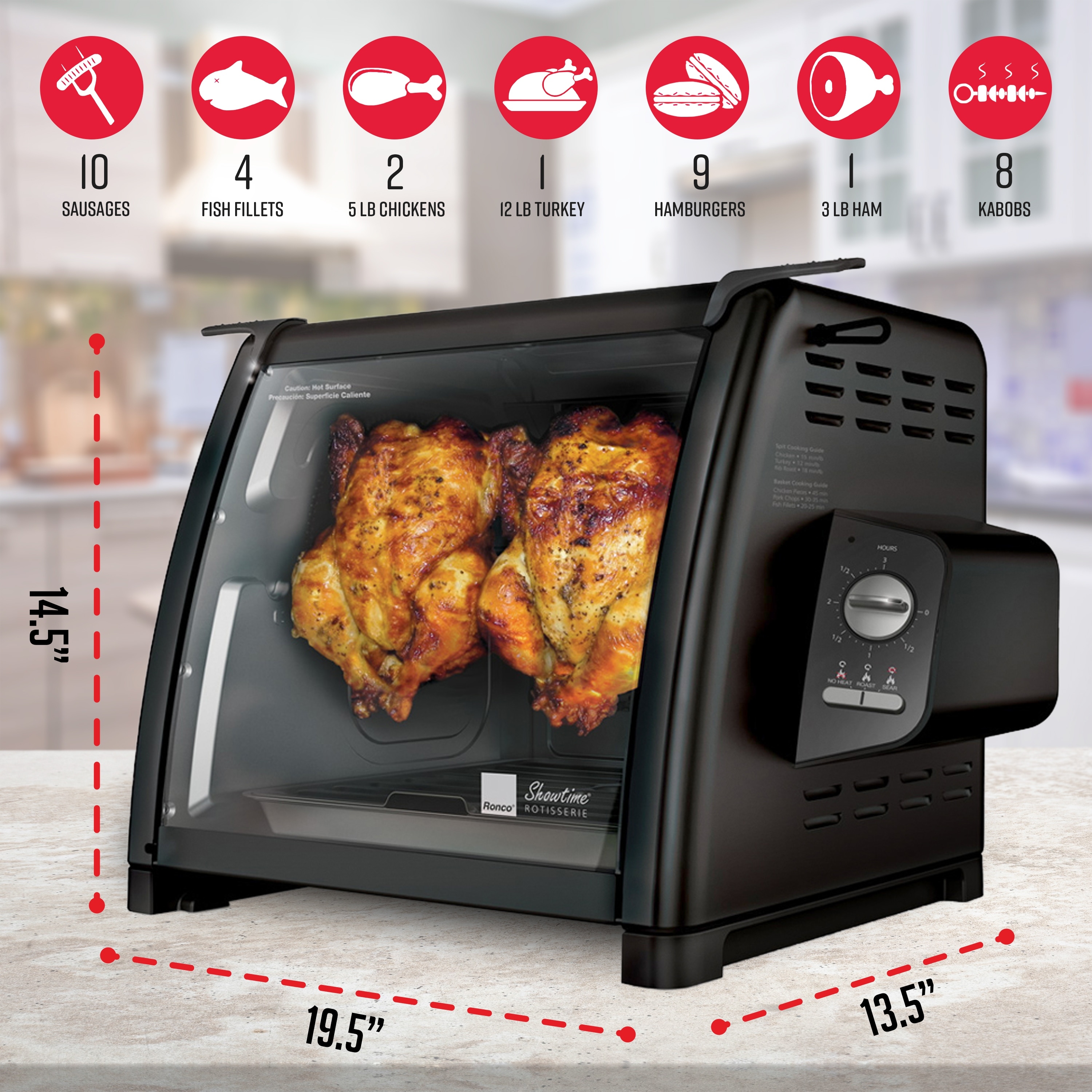 16 qt. Air Fryer Oven Ariawave Mini Stainless Steel with Rotating Rotisserie, Matte Black / Stainless