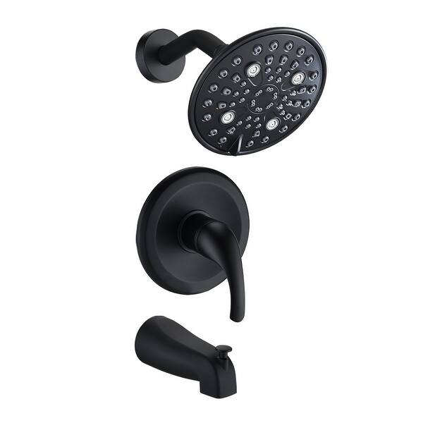 slide 2 of 5, BATHLET 5-Function Spray Shower Faucet Set Wall Mounted and Tub Spout With Valve Matte Black