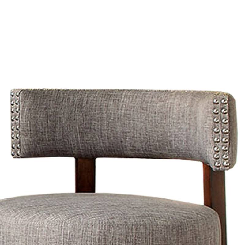 Swivel Barstool with Curved Open Low Back, Set of 2, Grey and Brown - 34 H x 22.25 W x 22.25 L Inches