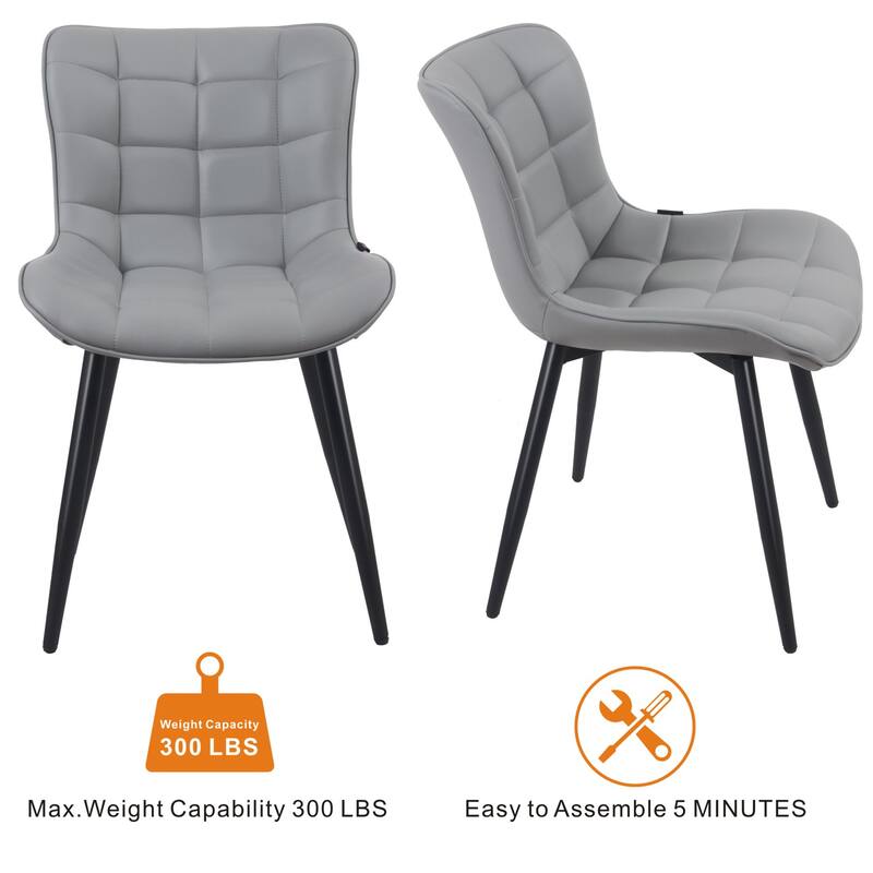 Modern Kitchen Dining Chairs, PU Leather Upholstered, Set of 2