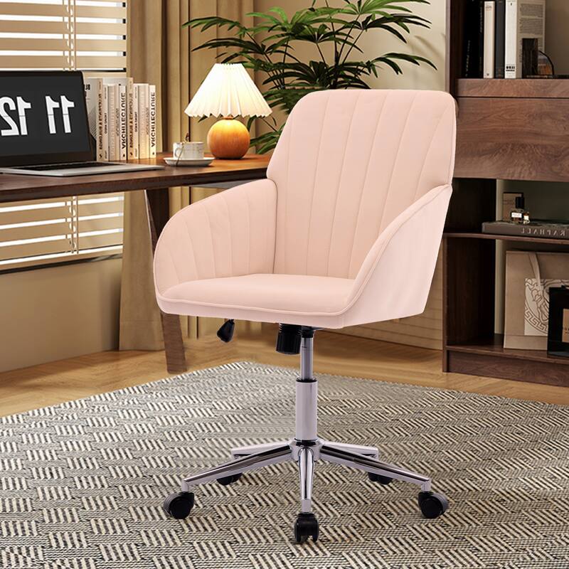 Home Office Chair with Back and Wheels, Ergonomic Swivel Study Desk Chair, Adjustable Height Computer Task Chair - N/A