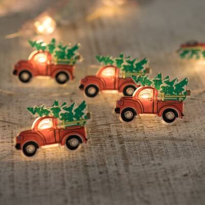 20ct LED Truck Hauling Tree Micro Christmas Light Set 6ft Silver Wire