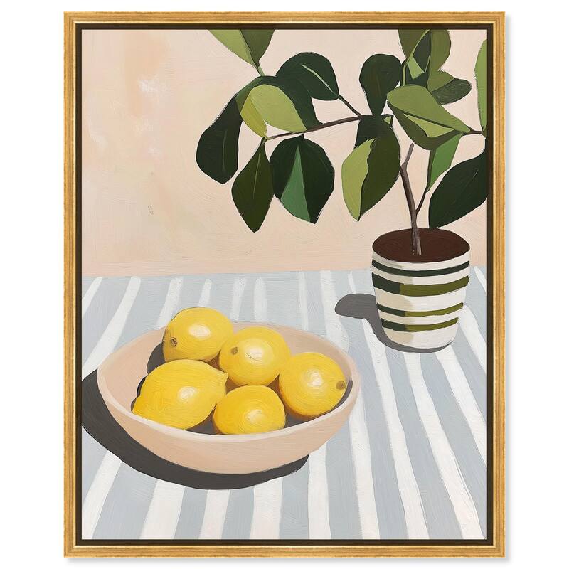 Lemon with Green Canvas by Art Remedy - 30" x 36" - Gold