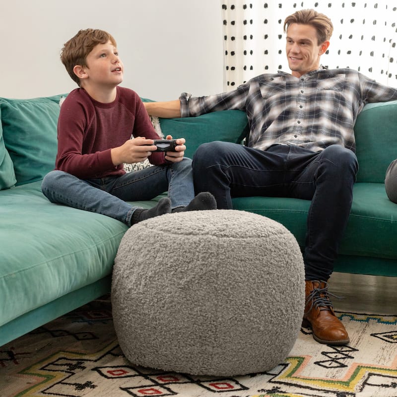 Jaxx Ellis Pouf - Modern Shearling Faux-Lamb Plush Fleece Ottoman