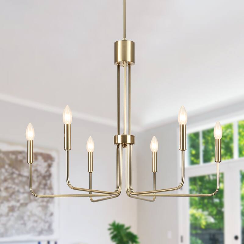 6-Light Candle Style Modern Chandelier for Dining Room