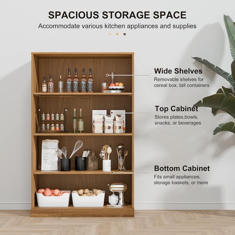 Doorless Wood Bookshelf Storage Cabinet Bookcase&Office Cabinet for Kitchen Bedroom Entryway Living Room Dinning Room