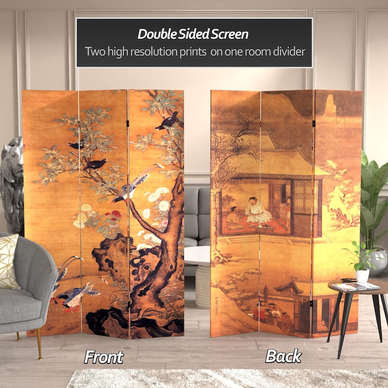 Canvas Double-sided 6-foot Chinese Landscapes Room Divider (China) - 70.8 x 48
