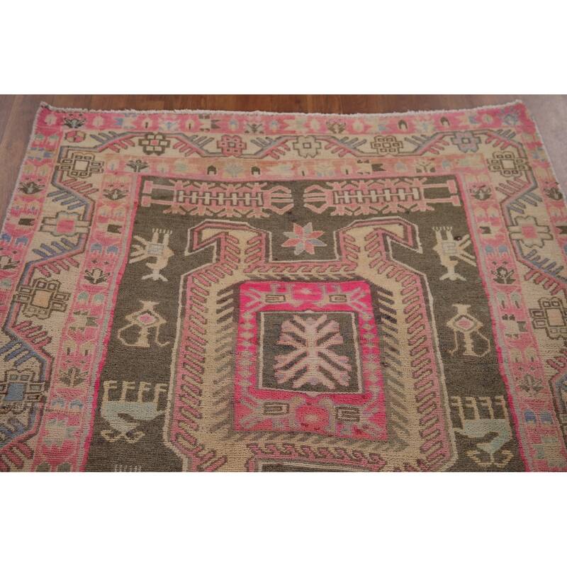 Tribal Meshkin Persian Vintage Runner Rug Handmade Wool Carpet - 3'8" x 10'9"