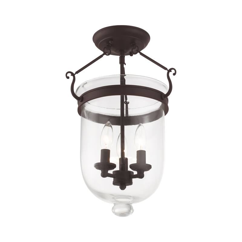 Livex Lighting Jefferson 3 Light Semi-Flush Ceiling Fixture