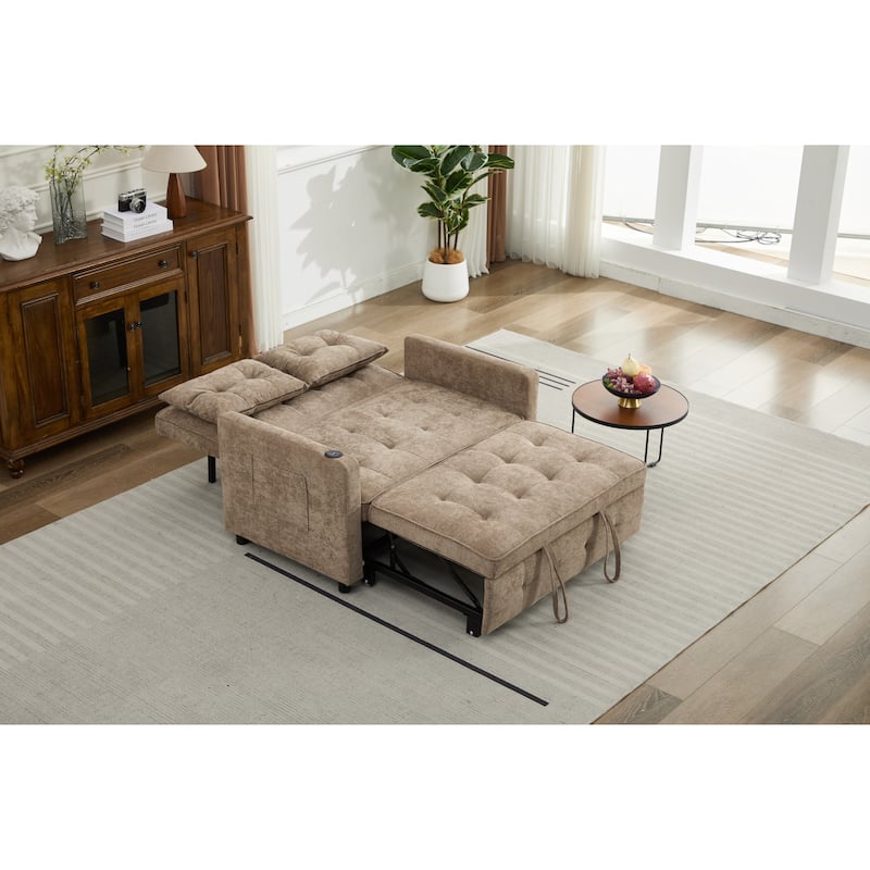 Sleeper Chair 3-in-1 Convertible Chair Bed Pull Out Sleeper Chair Beds Adjustable double Armchair Sofa Bed with USB Ports