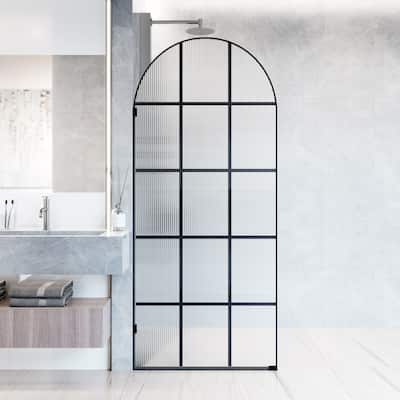 VIGO Arden 34" W x 78" H Framed Fixed Shower Screen in Matte Black