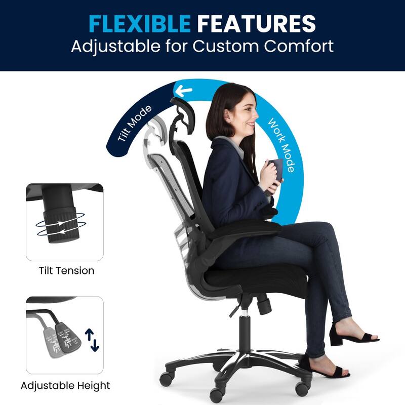 High-back Mesh Ergonomic Chair w/ Chrome-plated Base
