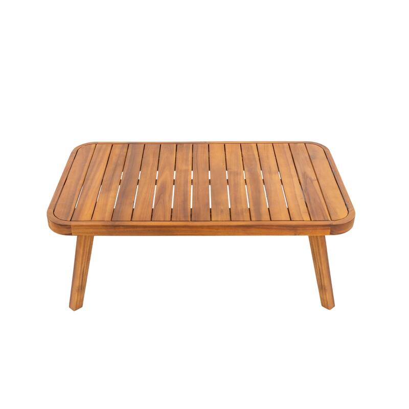 Christopher Knight Home - Outdoor Modern Solid Acacia Wood 2-Piece Conversation Set with Rope Arm Loveseat and Coffee Table