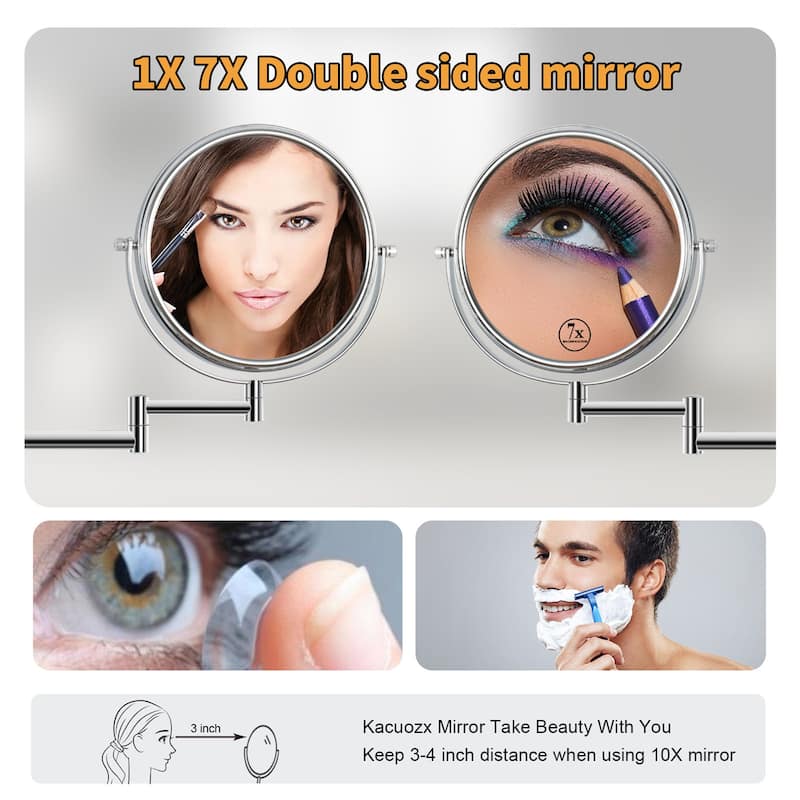 Wall Makeup Mirror Double-Sided Chrome Finish