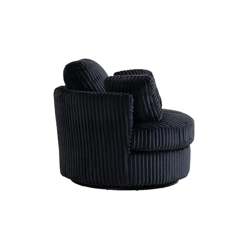 Corduroy 360° Swivel Barrel Chair with 4 Pillows and 400lb Weight Capacity