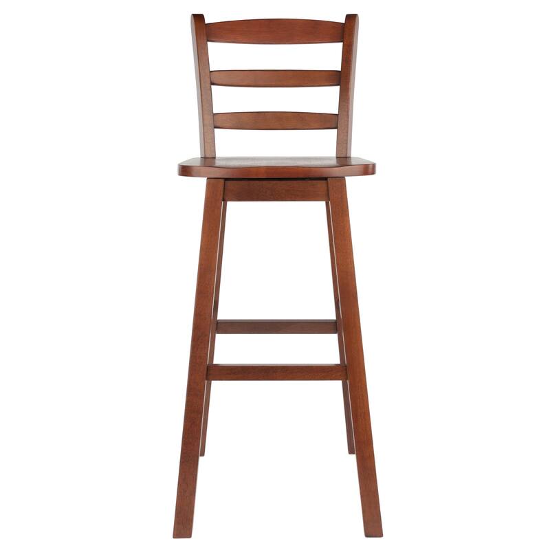 Ladder-back Swivel Seat Bar Stool, Walnut - 16.38 x 18.27 x 43.68 inches