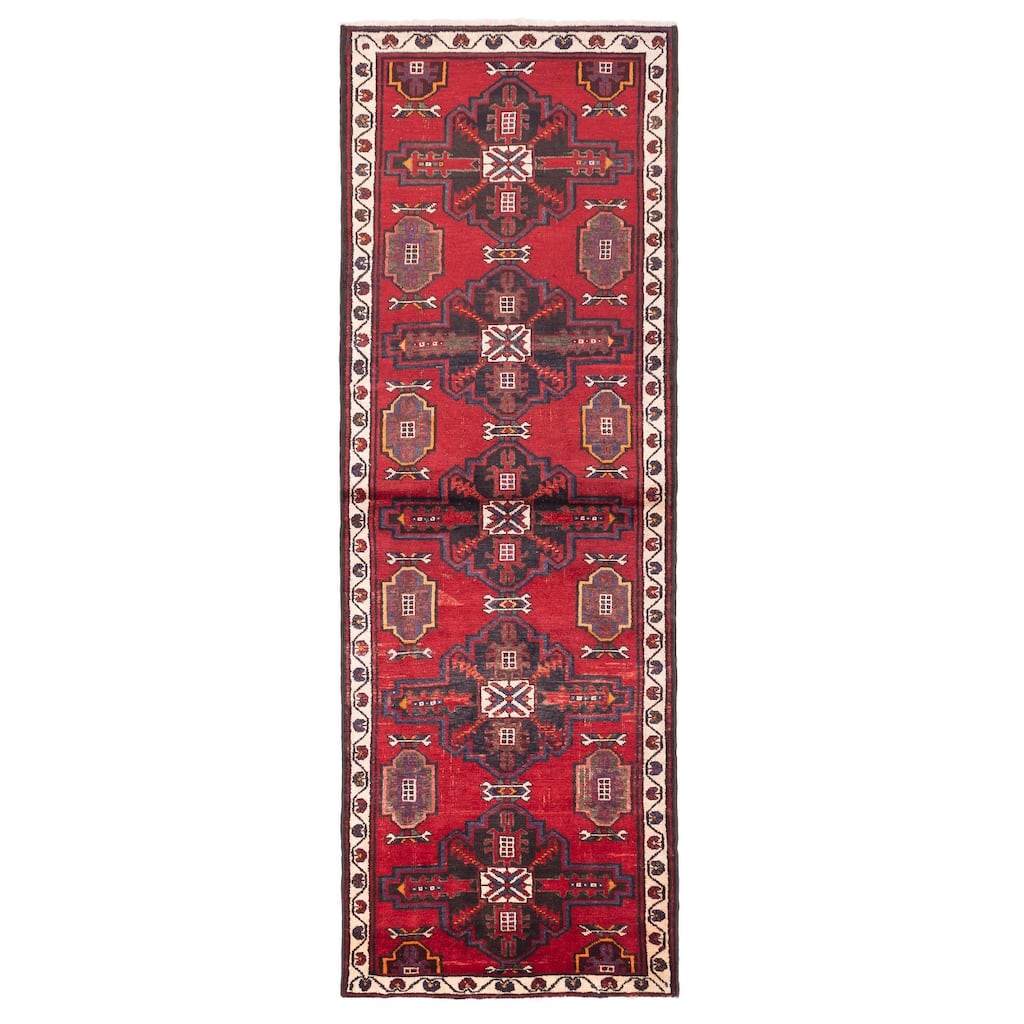 ECARPETGALLERY Hand-knotted Andelz Red Wool Rug - 3'2 x 9'2