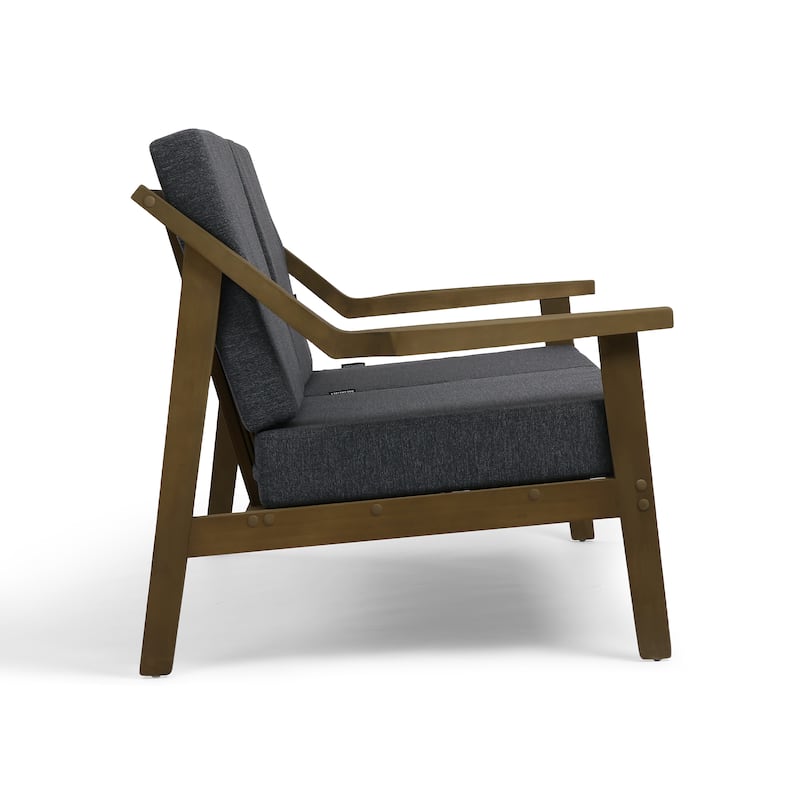 Outdoor Wood Teak Cushioned Patio 2 Seater Loveseat with Coffee Table