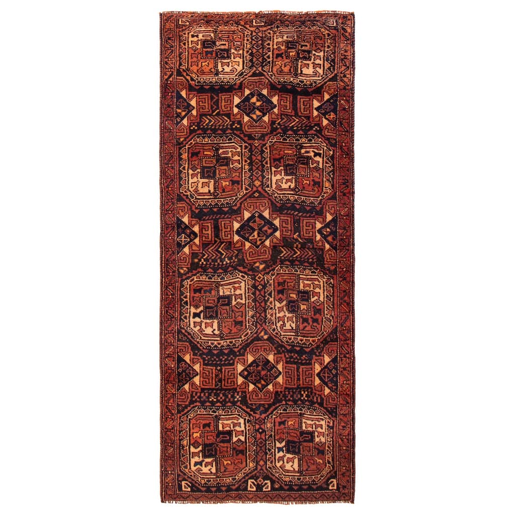 ECARPETGALLERY Hand-knotted Melis Vintage Dark Red Wool Rug - 4'0 x 9'11