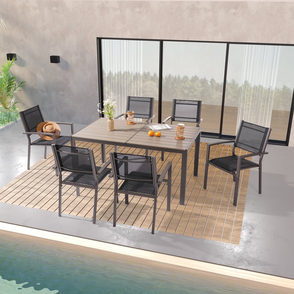 LIVOOSUN 7Pcs Patio Furniture Dining Chair Set Textilene Bistro Chair