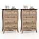 preview thumbnail 2 of 18, Gymax 2PCS 38'' Farmhouse Chest of Drawers w/ 5 Folding Fabric Drawers Brown