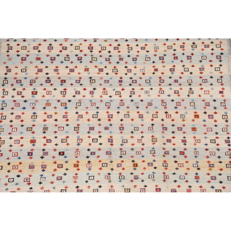 Vegetable Dye Gabbeh Kashkoli Oriental Area Rug Handmade Wool Carpet - 4'11" x 9'5"