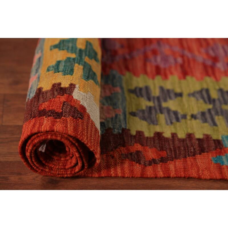 Kilim Oriental Area Rug Hand-Woven Wool Carpet - 8'2" x 9'8"