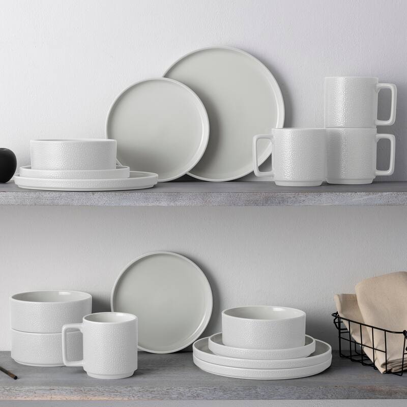 Noritake Colortex Stone 16-Piece Stax Dinnerware Set, Service For 4