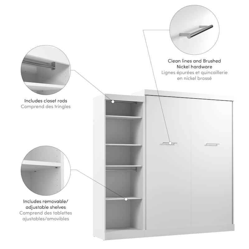 Nebula Queen Murphy Bed with Closet Organizer (90W) by Bestar