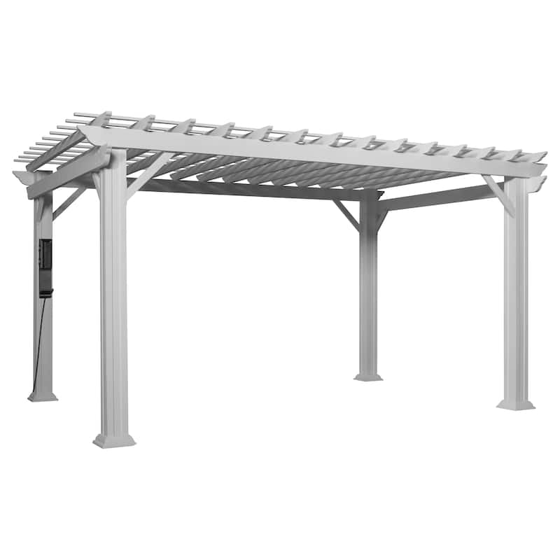 Backyard Discovery Hawthorne 14x12' Galvanized Steel Pergola w/ Canopy - White - 14'0" x 12'0"