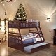 preview thumbnail 1 of 6, Artsy Twin over Full Bunk Bed with Twin Trundle, Dark Cherry Finish Wooden Bedroom Furniture, Space-saving, Espresso Espresso