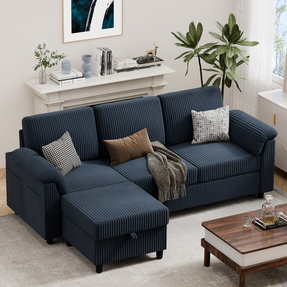 Futzca ​Sectional Sofa Couch, 3 Seat L Shaped Sofa with Removable Pillows