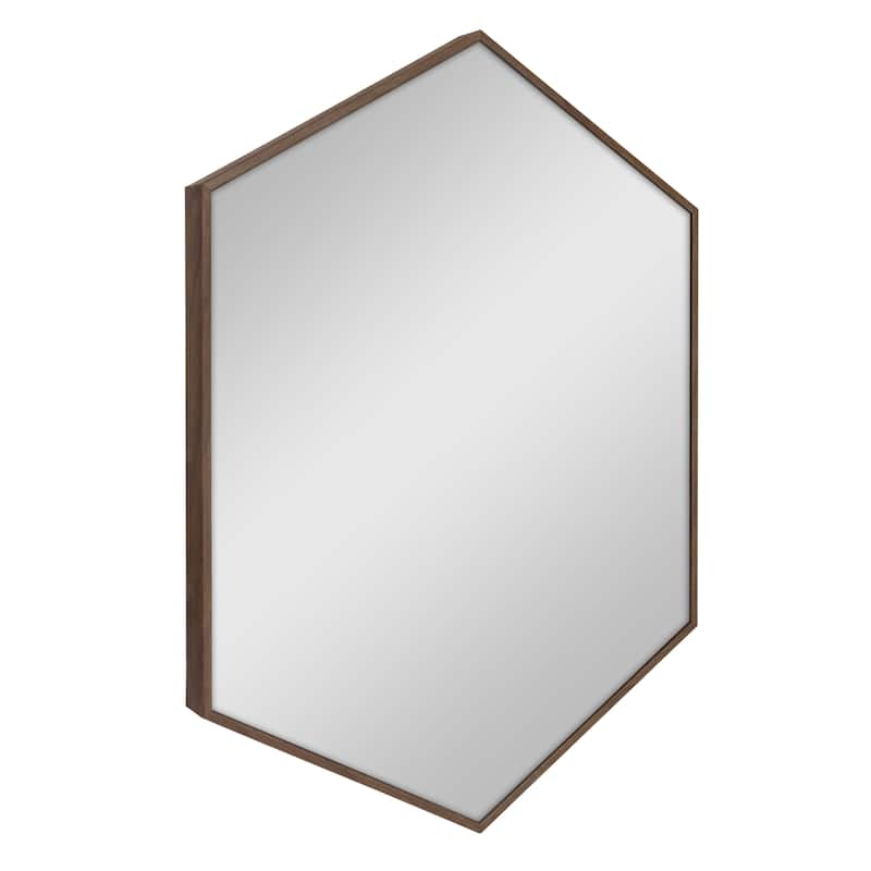 Kate and Laurel Rhodes Framed Mid-century Hexagonal Wall Mirror - 22x31 - Walnut Brown