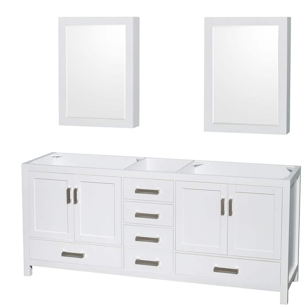 Wyndham Collection Sheffield 80" Hardwood Vanity Cabinet and Two 24"