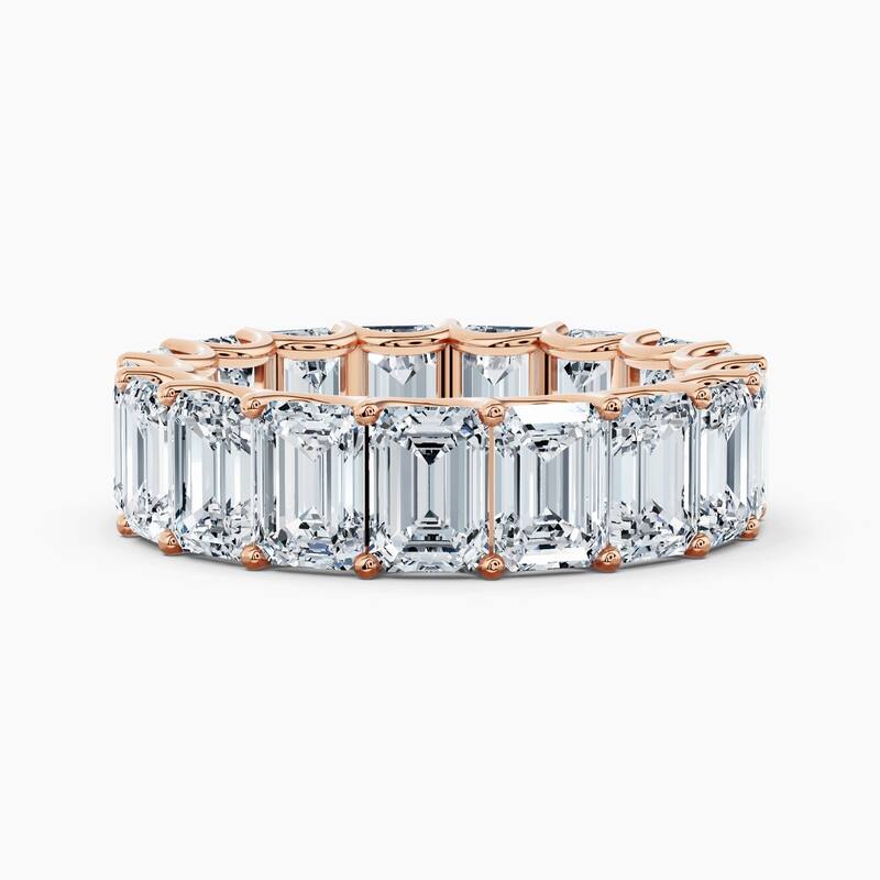 Auriya 14k Gold Emerald North-South Lab Grown Diamond Eternity Band 2.90 - 12.75 ct. tw. (F-G, VS) - 8.50 ct. wt. - 9 - Rose