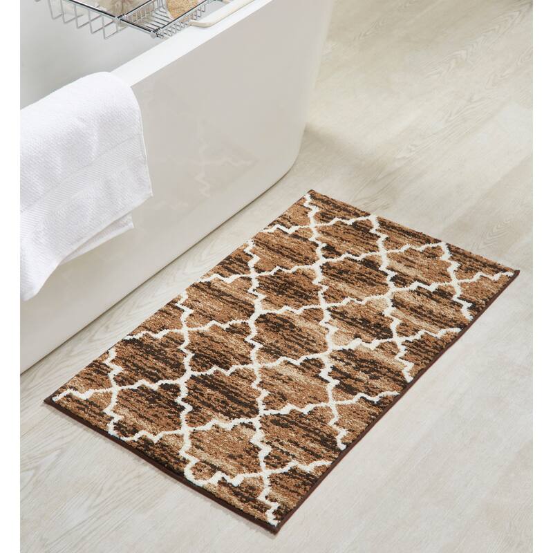 Better Trends Savio Collection 3 Pc Set Bathroom Rug - 100% Micro Polyester with Gel Foam Backing, Machine Washable Bath Mat