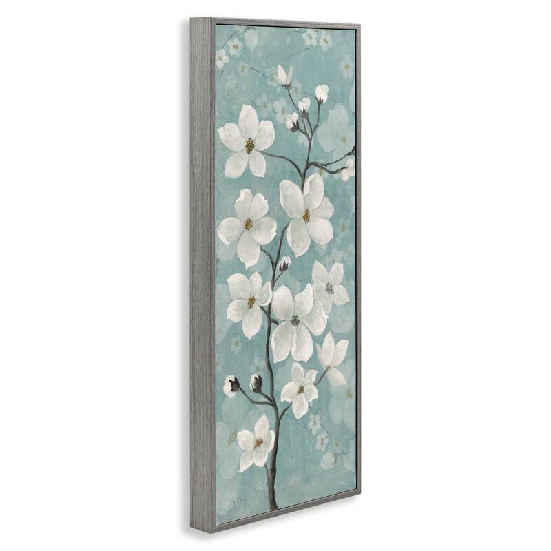 Stupell Apple Blossom on Green Framed Giclee Art Design By Janet Tava