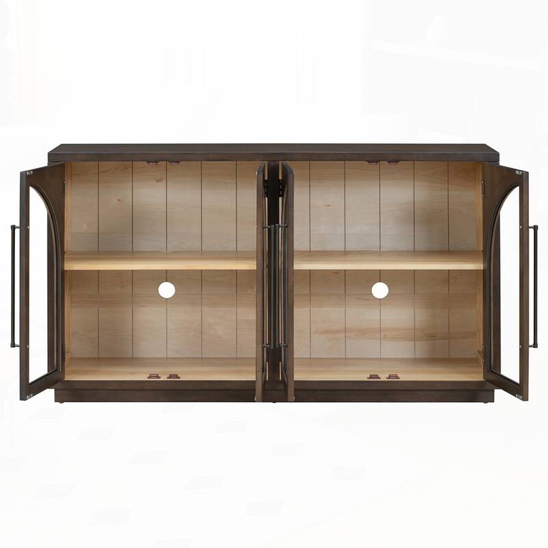 4-Door Large Storage Sideboard Buffet Cabinet with Glass Doors