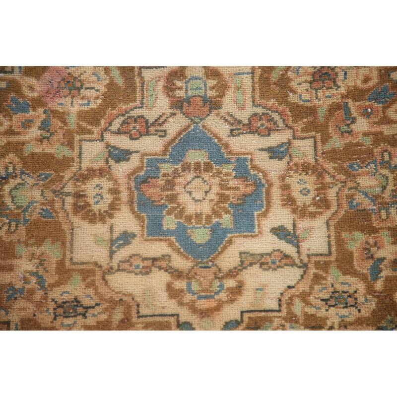 Hand Knotted Oriental 100% Wool Carpet Traditional Floral Coral Kashan Area Rug - 9' 1'' X 6' 5''