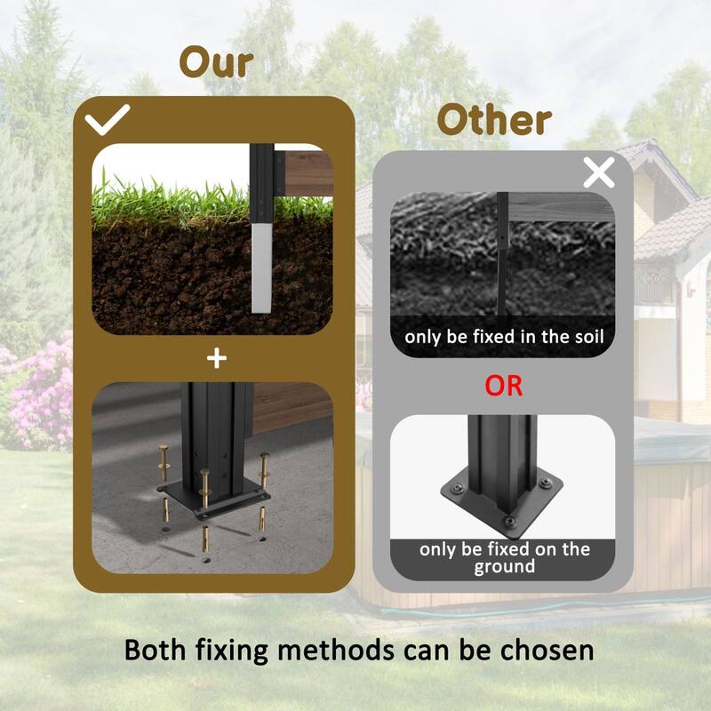 VEIKOUS Versatile 4-Sided Wooden Privacy Panels, L-Shape or Straight Line Fence for Garden, Pool, AC Unit, and Trash Enclosure
